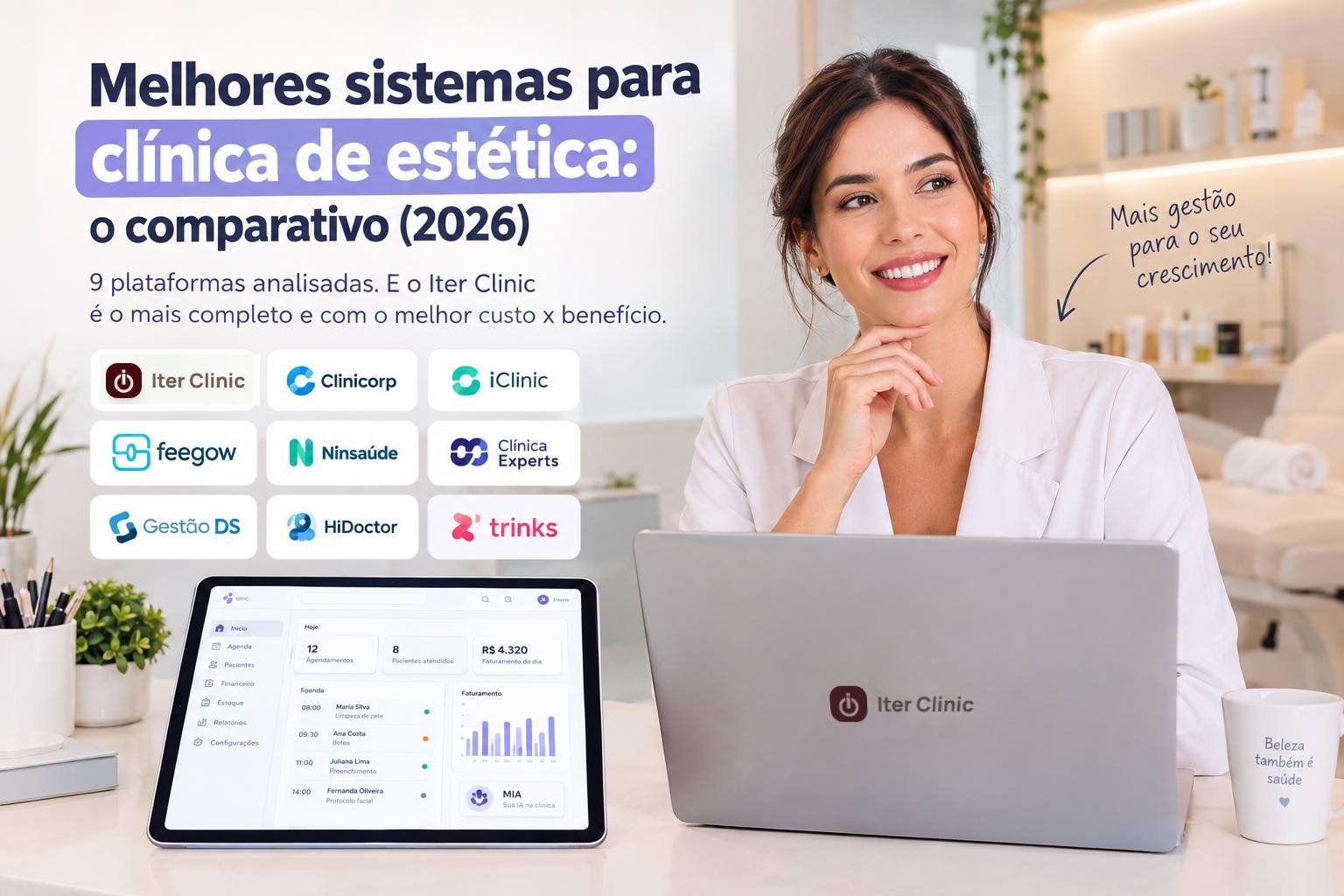 Melhores sistemas para clínica de estética: comparativo 2026